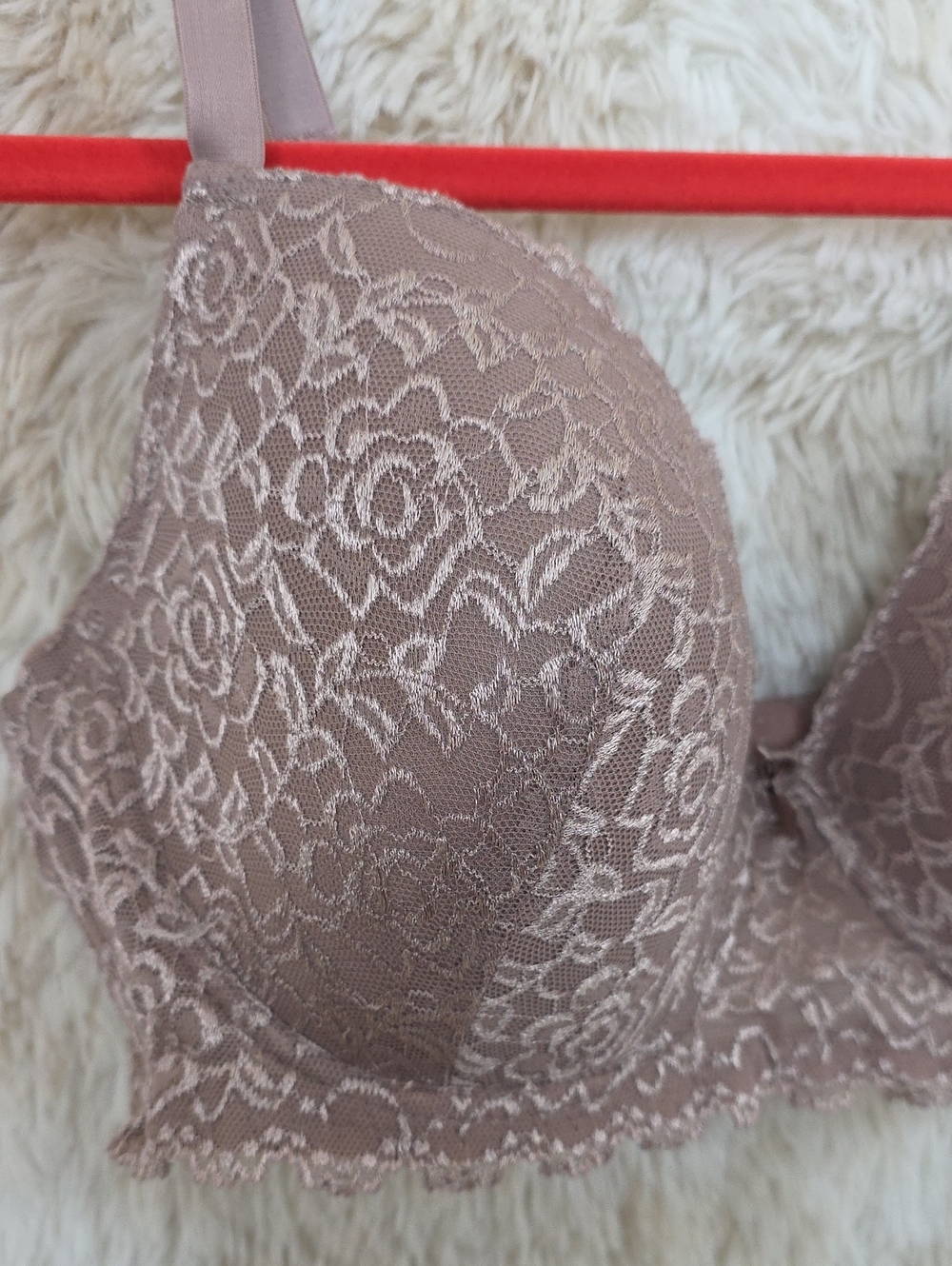 Auden Lace Push Up Bra 38DD Mauve Taupe Underwire Padded T-Shirt Bra - Picture 2 of 13